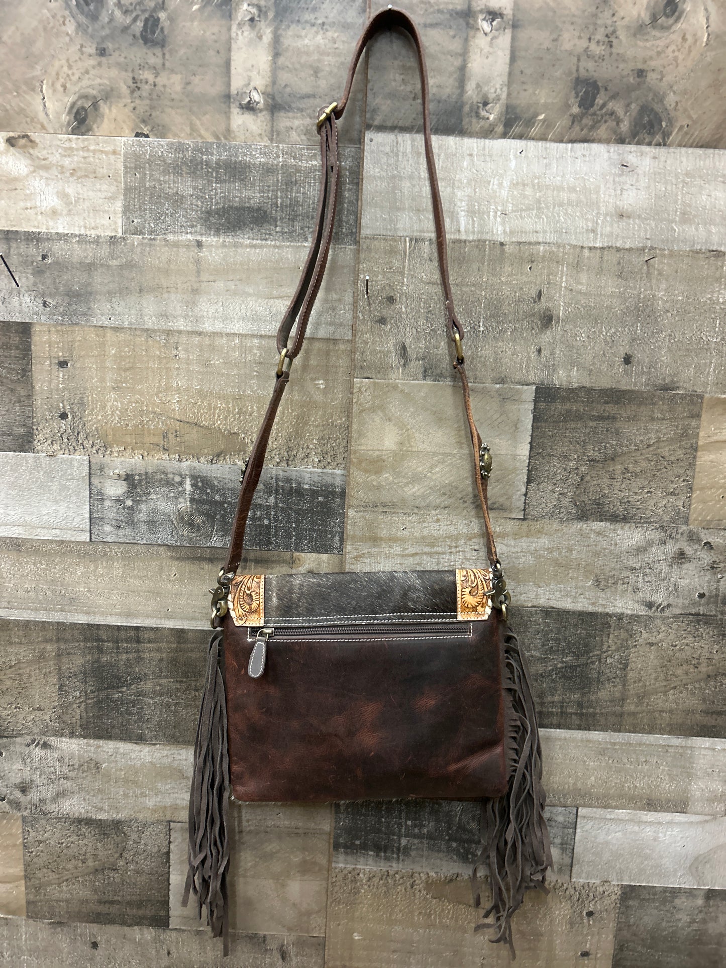 100% Leather With Cowhide Purse 10x12