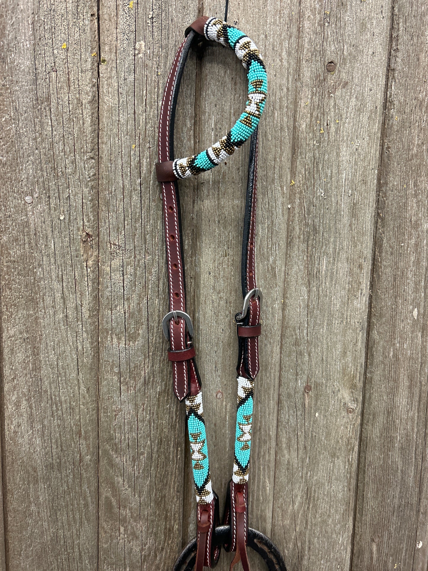 Hot Oiled Beaded Headstall