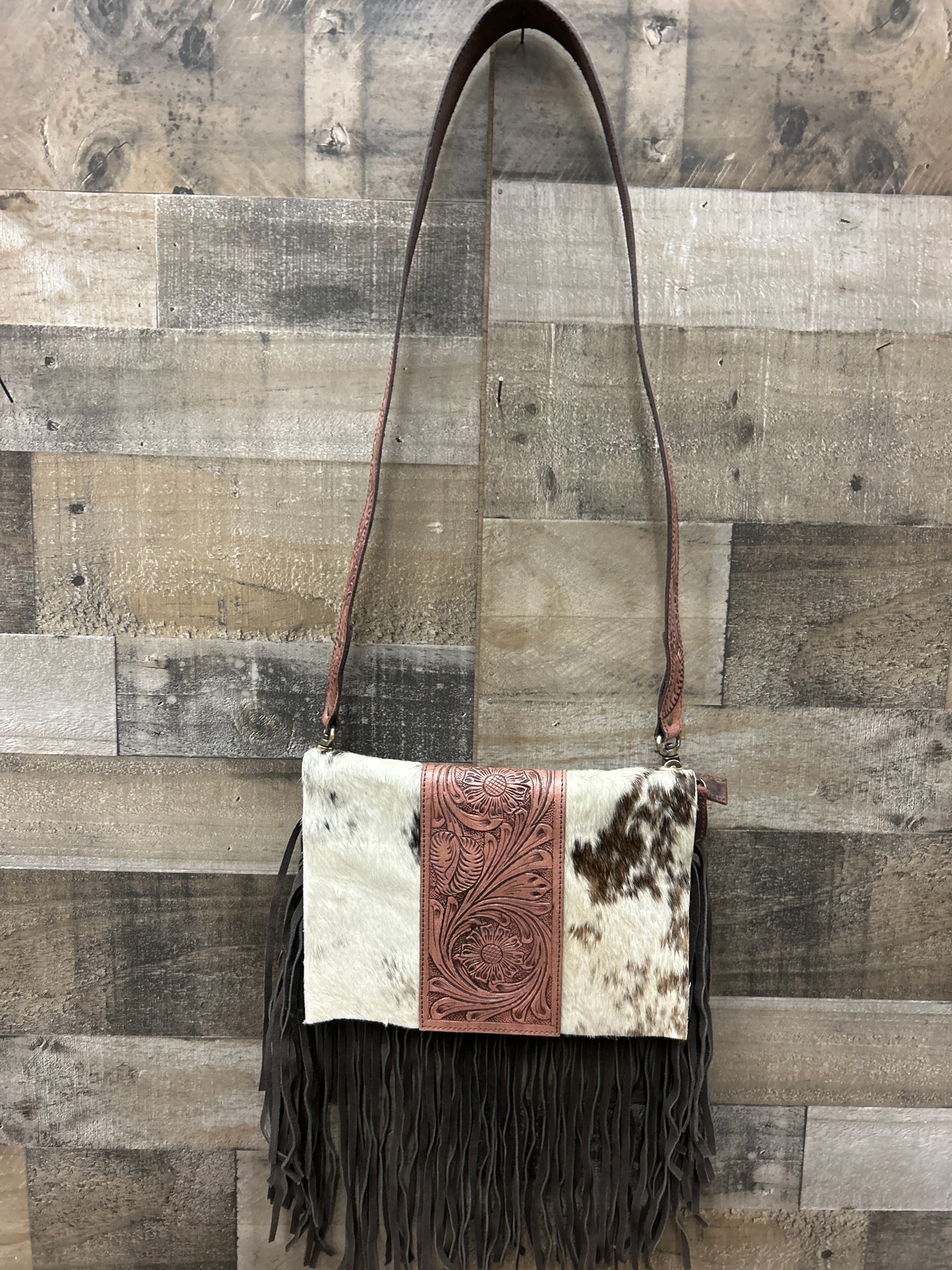100% Leather With Cowhide 9x11 Purse