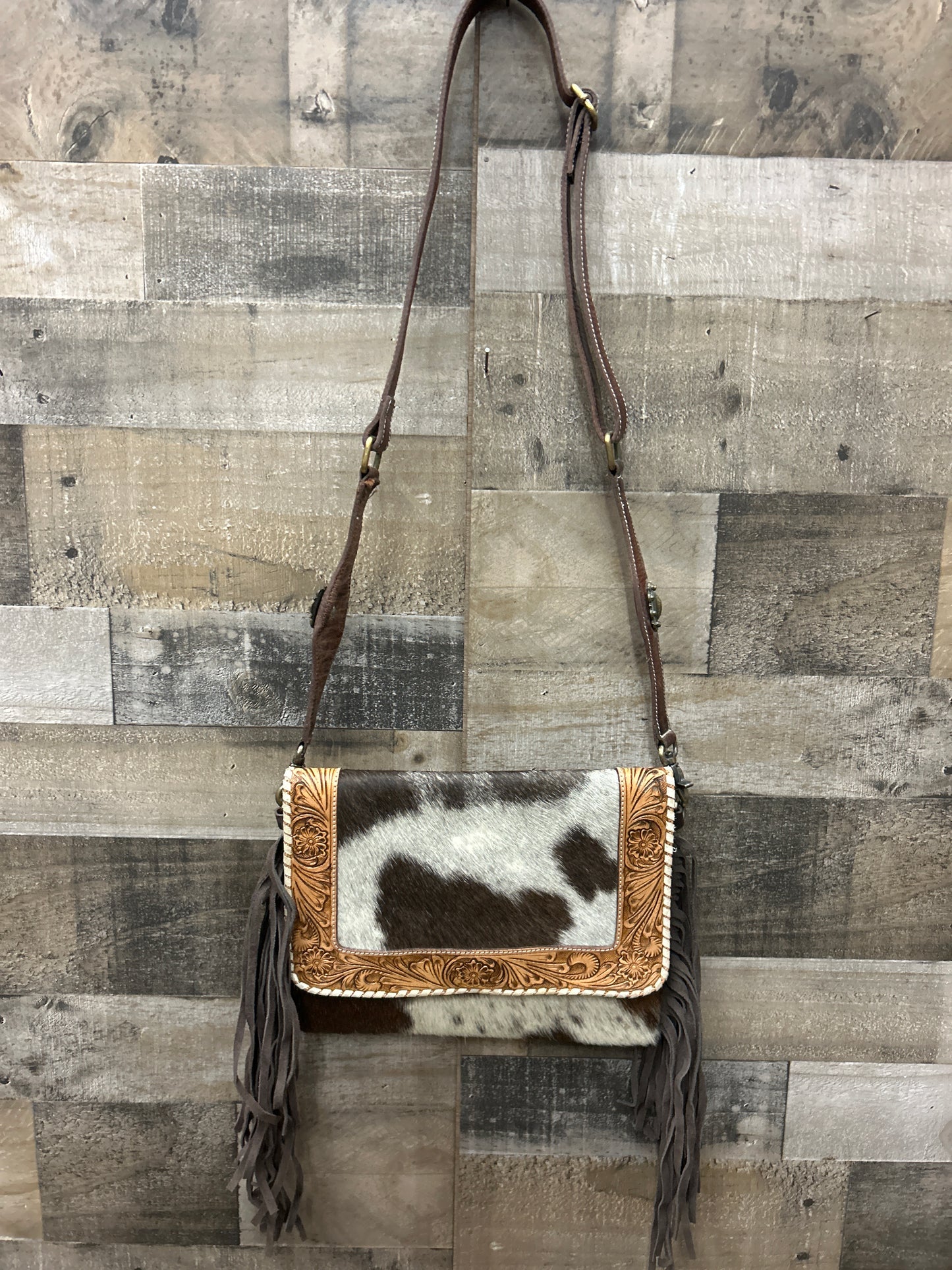 100% Leather With Cowhide Purse 10x12