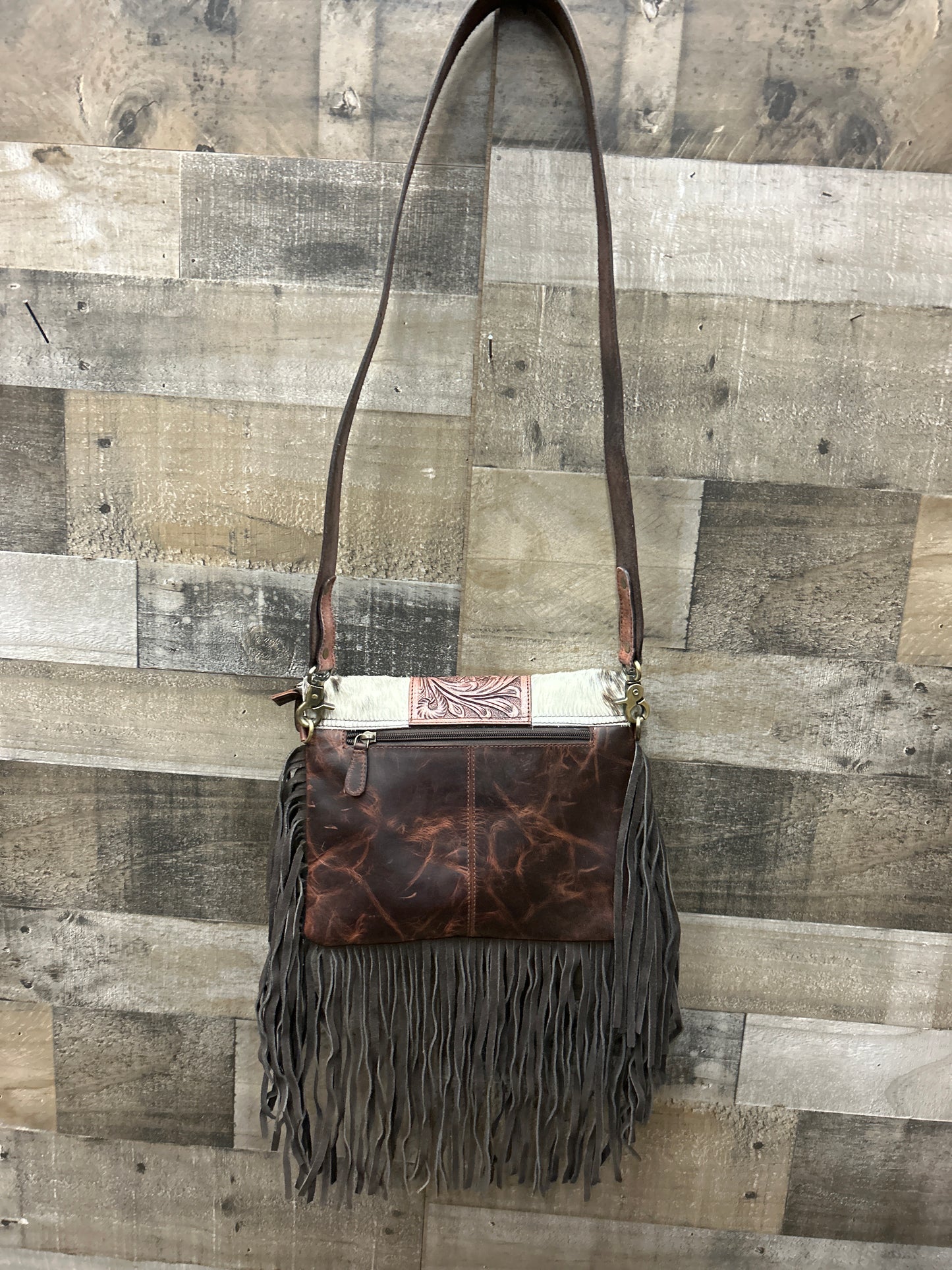 100% Leather With Cowhide 9x11 Purse