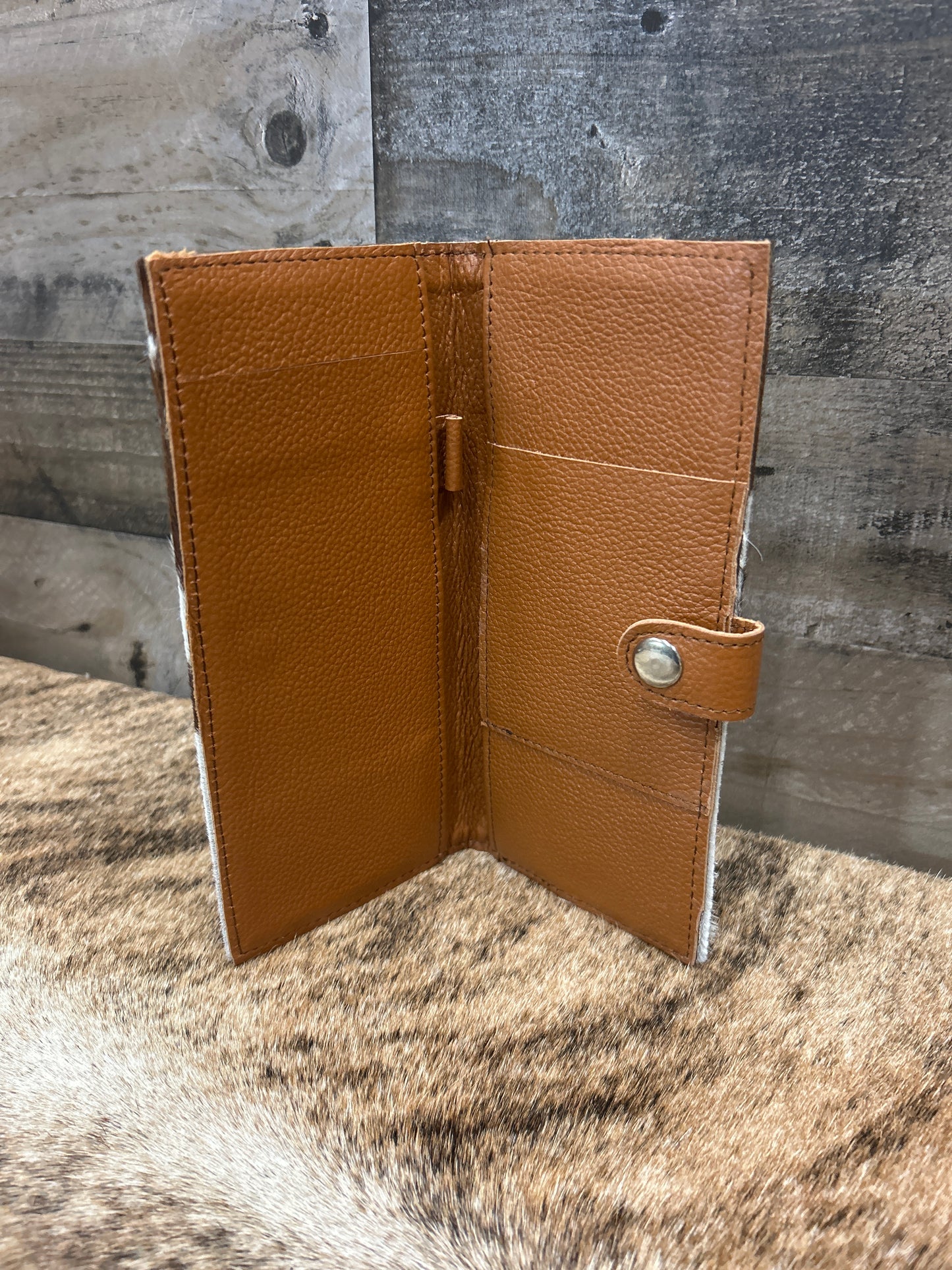 100% Leather With Cowhide 4x9 Checkbook Cover