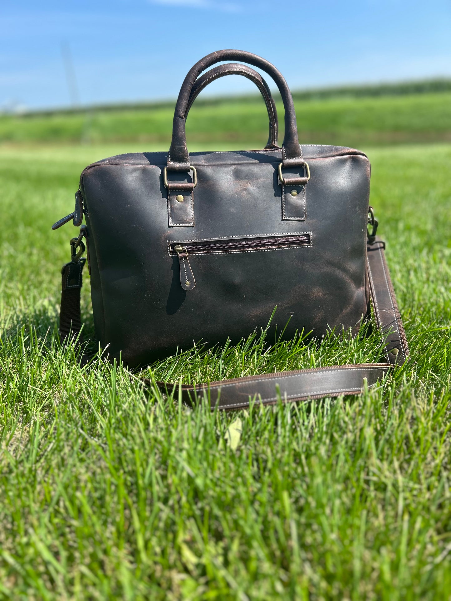 100% Leather With Cowhide 12x16x3