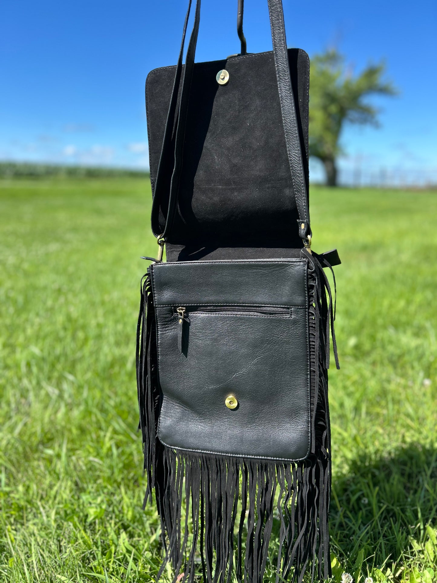 Luxury Boho Hand Tooled Cowhide Leather Crossbody 9x11x3