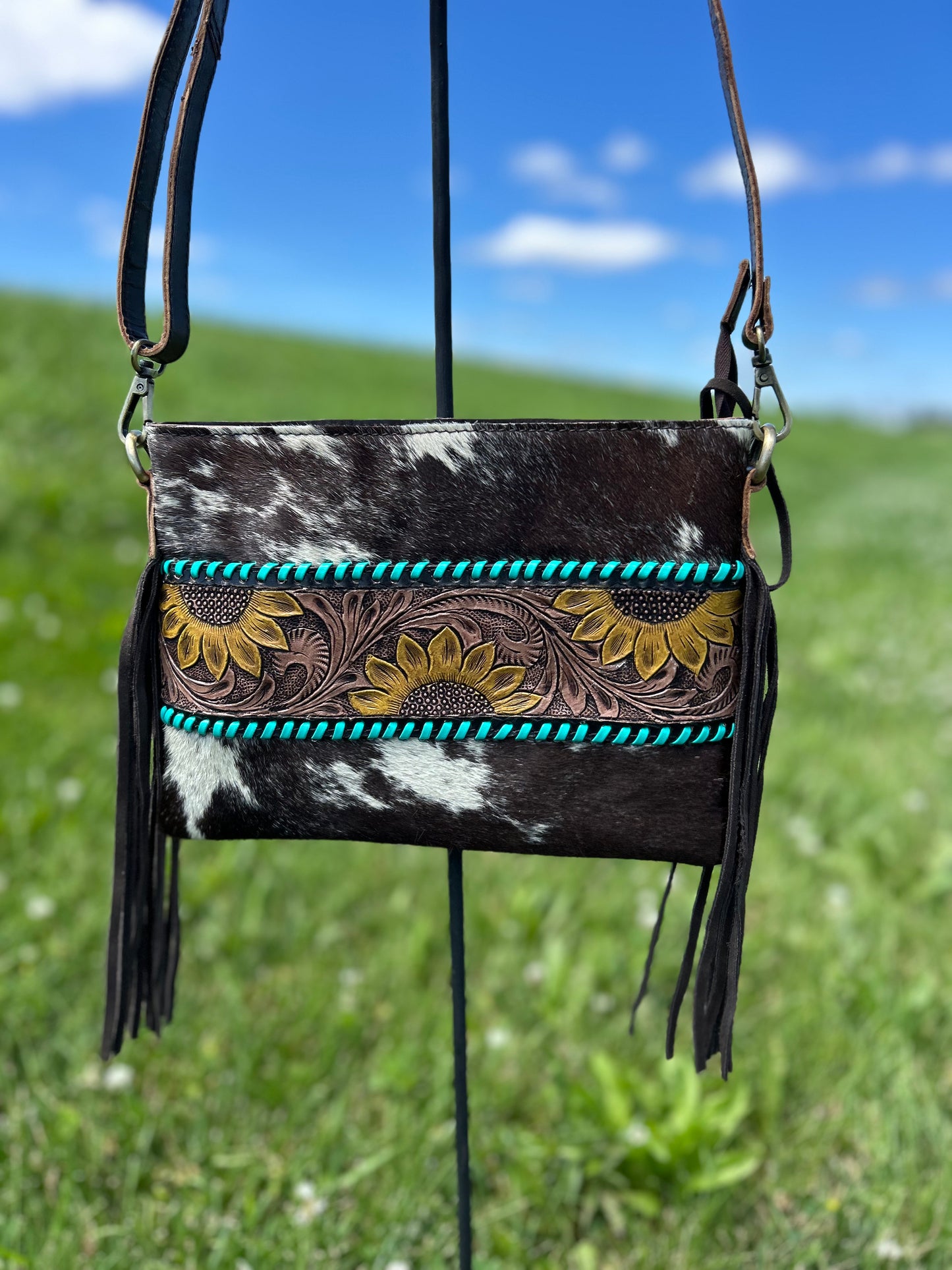8x11 Leather Crossbody With Hair On Hide