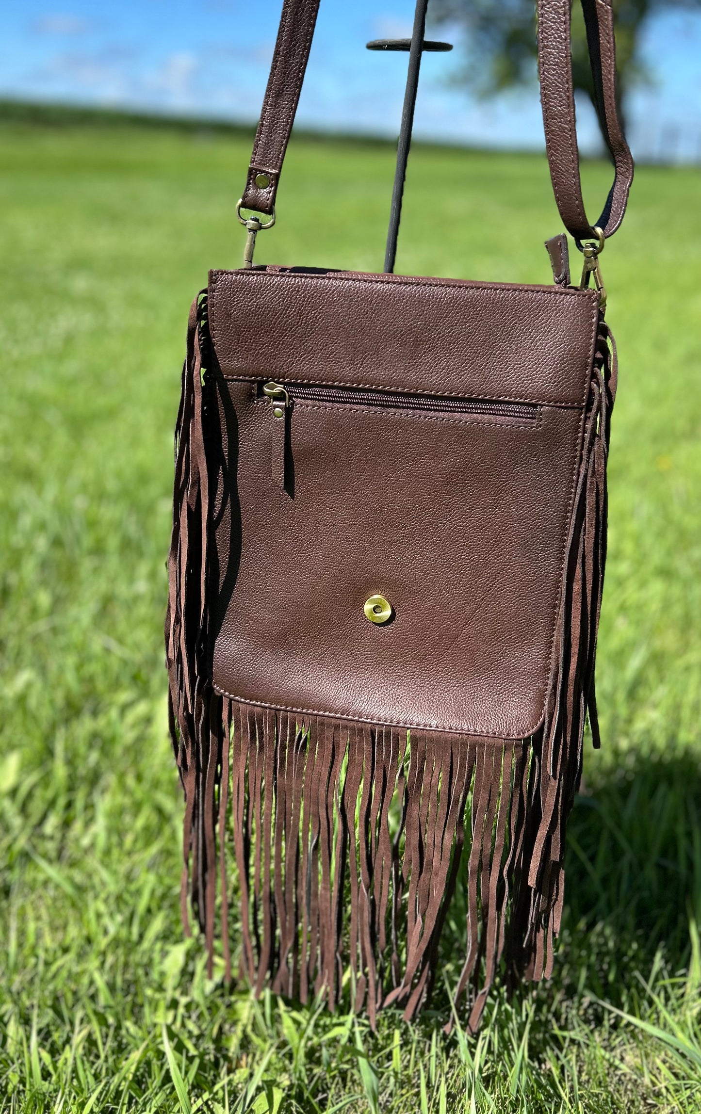 Luxury Boho Hand Tooled Cowhide Leather Crossbody 9x11x3
