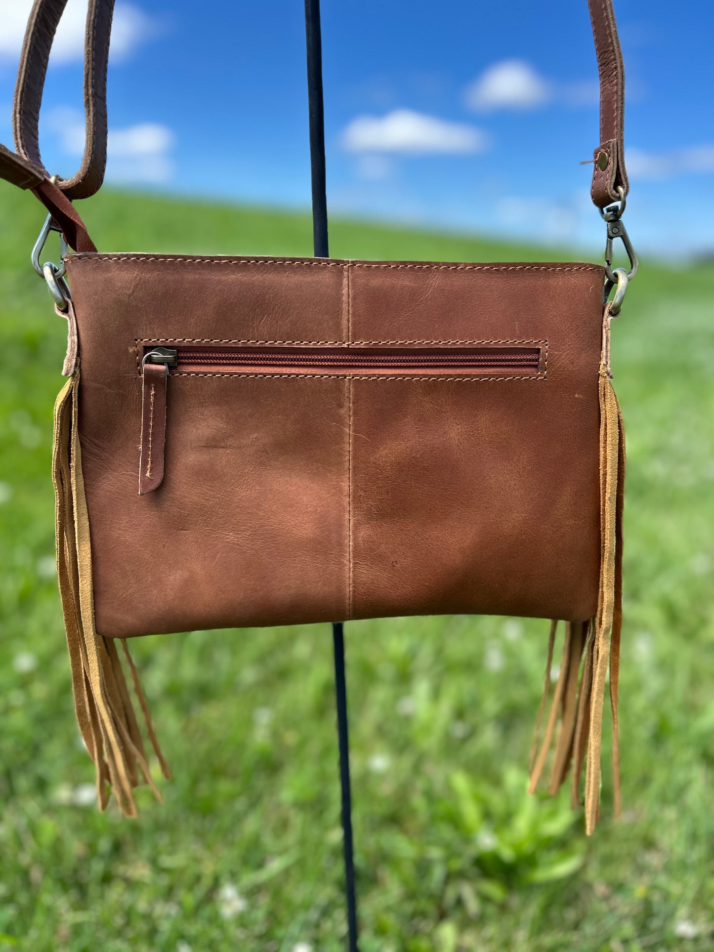 8x11 Leather Crossbody With Hair On Hide