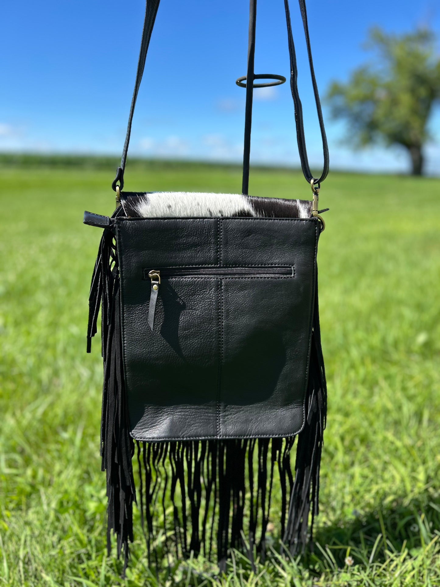 Luxury Boho Hand Tooled Cowhide Leather Crossbody 9x11x3