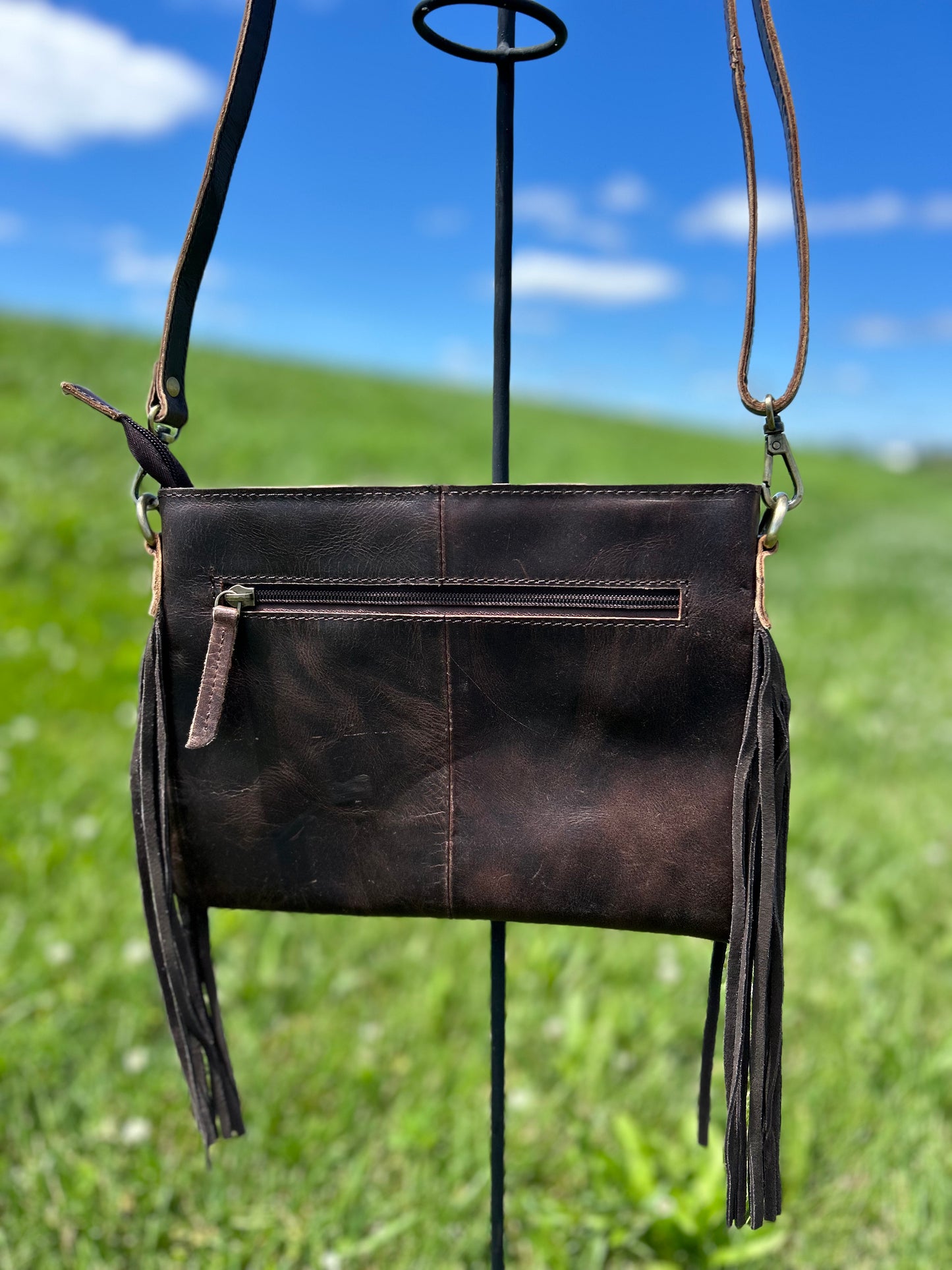 8x11 Leather Crossbody With Hair On Hide