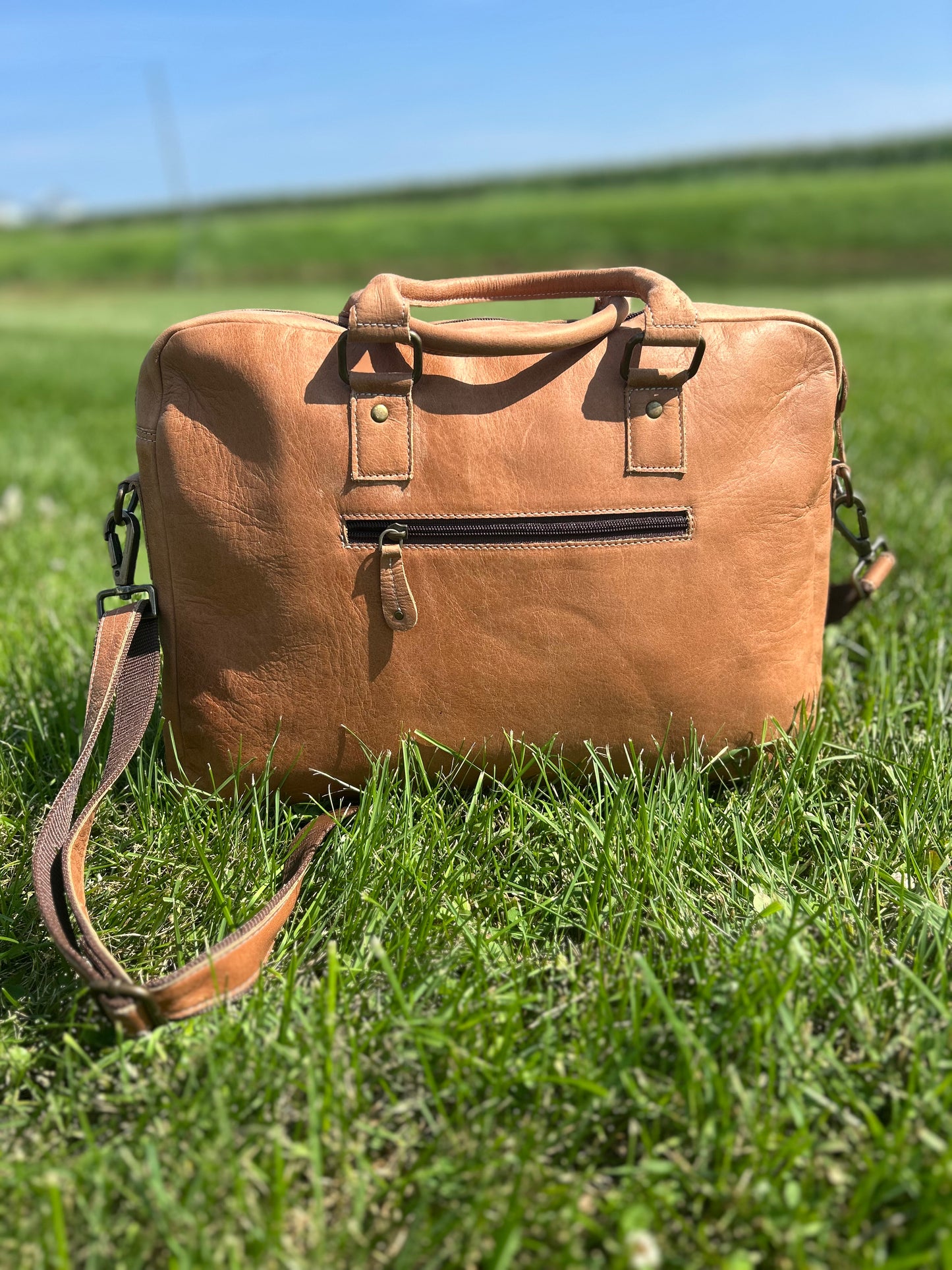 100% Leather With Cowhide 12x16x3