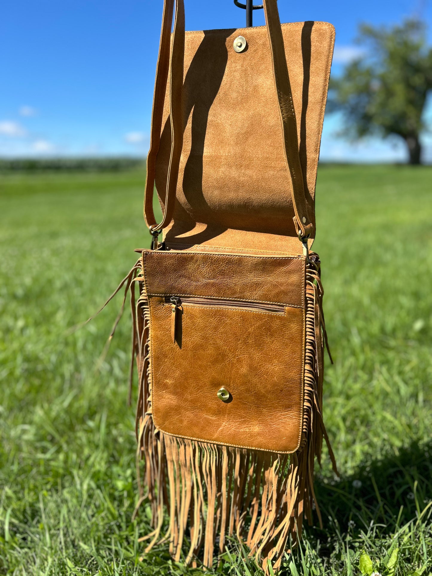 Luxury Boho Hand Tooled Cowhide Leather Crossbody 9x11x3