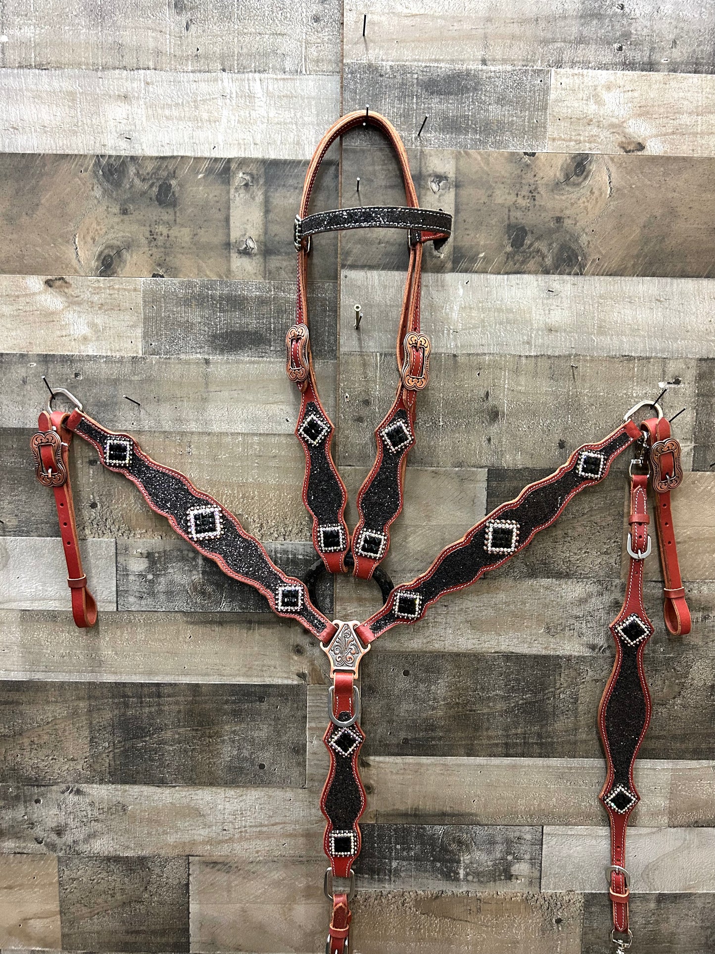 South Point latigo leather Glitter 3 piece set
