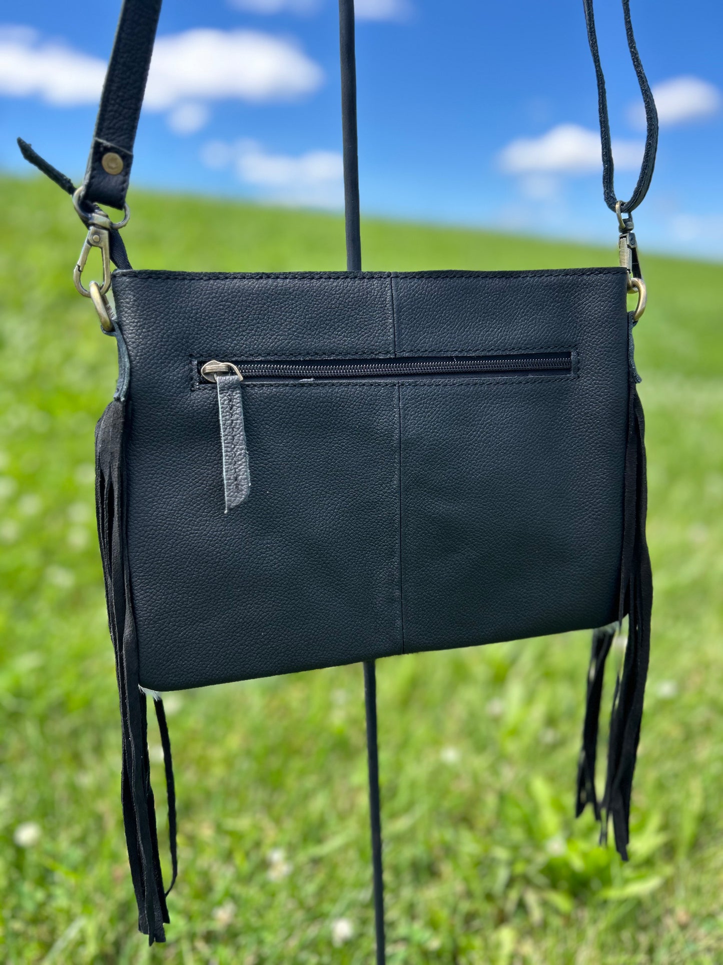8x11 Leather Crossbody With Hair On Hide