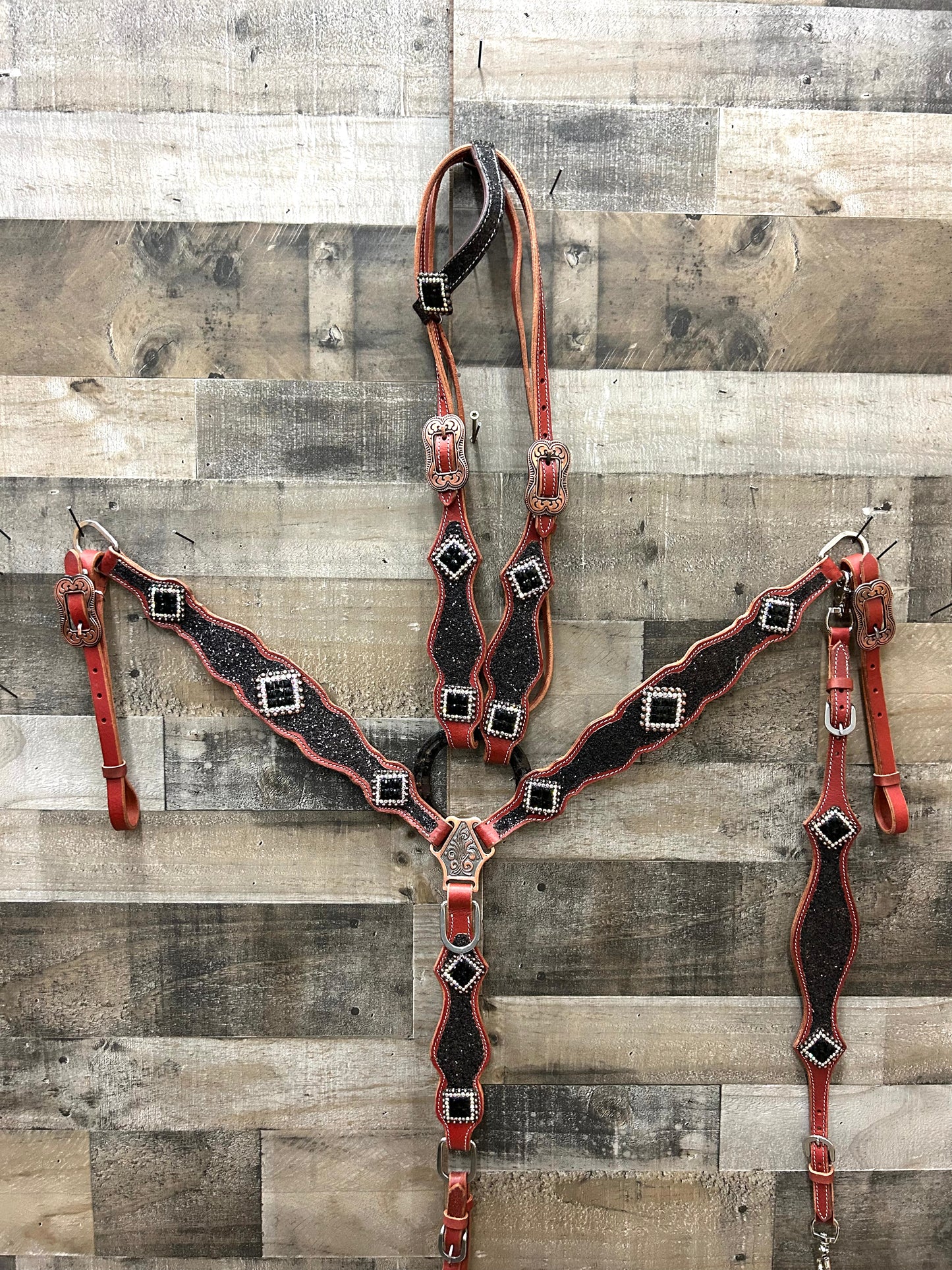 South Point latigo leather Glitter 3 piece set