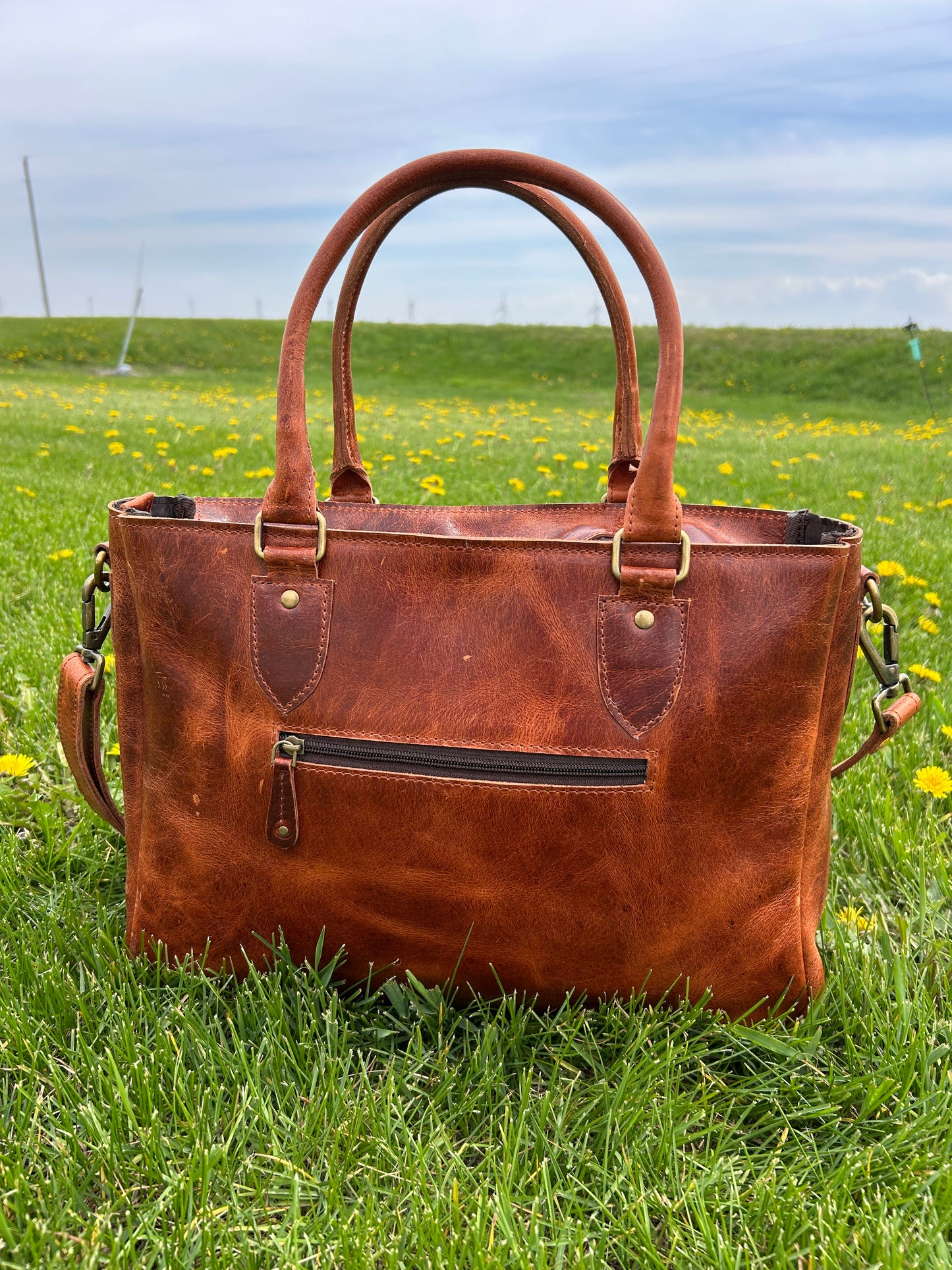 100% Genuine Buffalo Leather Purse 12x16x3 With Real Cowhide ✳️Free Shipping ✳️