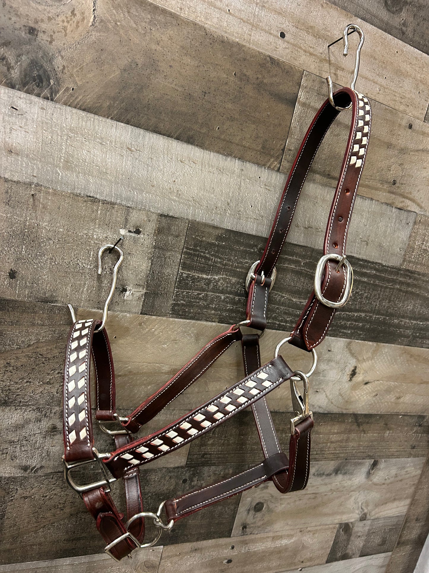 Buck stitched Leather Draft Halter 3 Way Adjustable