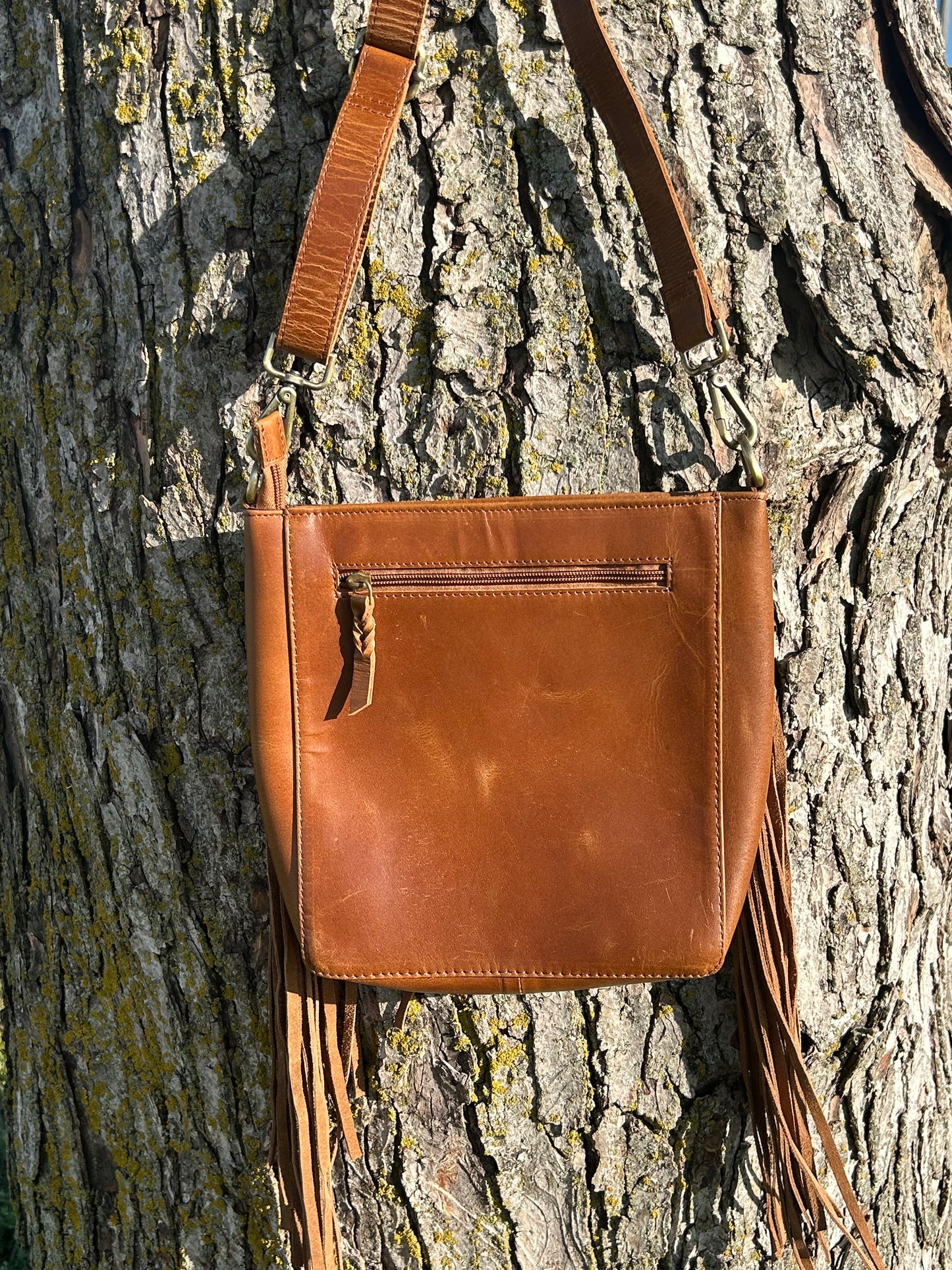 Leather Purse With Cowhide 9”x10”x3”