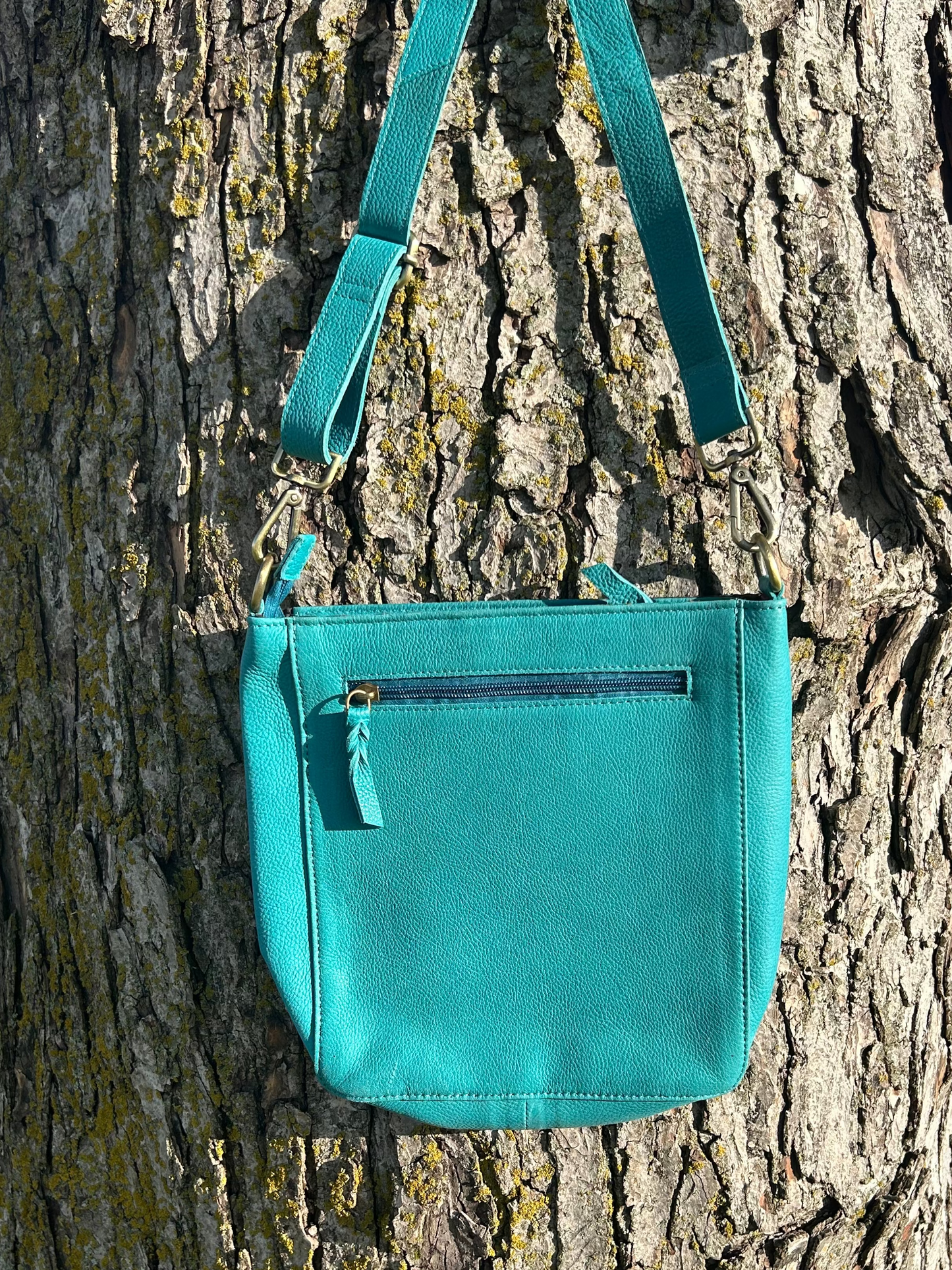 Leather Purse With Cowhide 9”x10”x3”