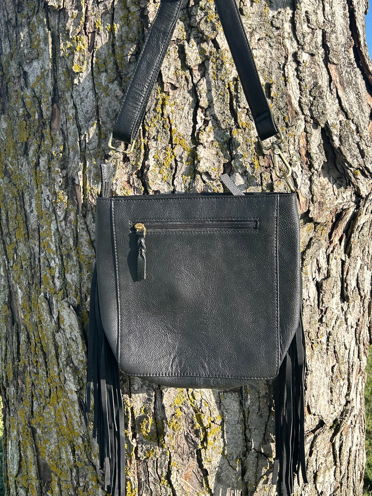 Leather Purse With Cowhide 9”x10”x3”