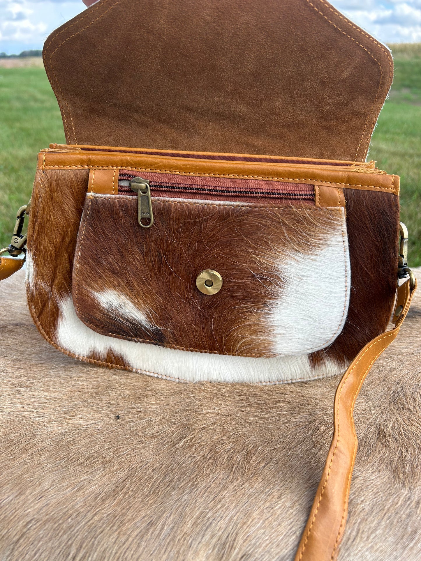 Leather Crossbody with Hair On Hide βοΈ Free Shipping βοΈ