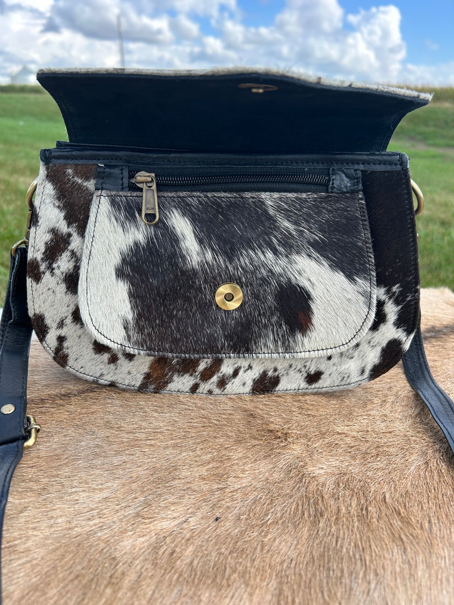 Leather Crossbody with Hair On Hide βοΈ Free Shipping βοΈ