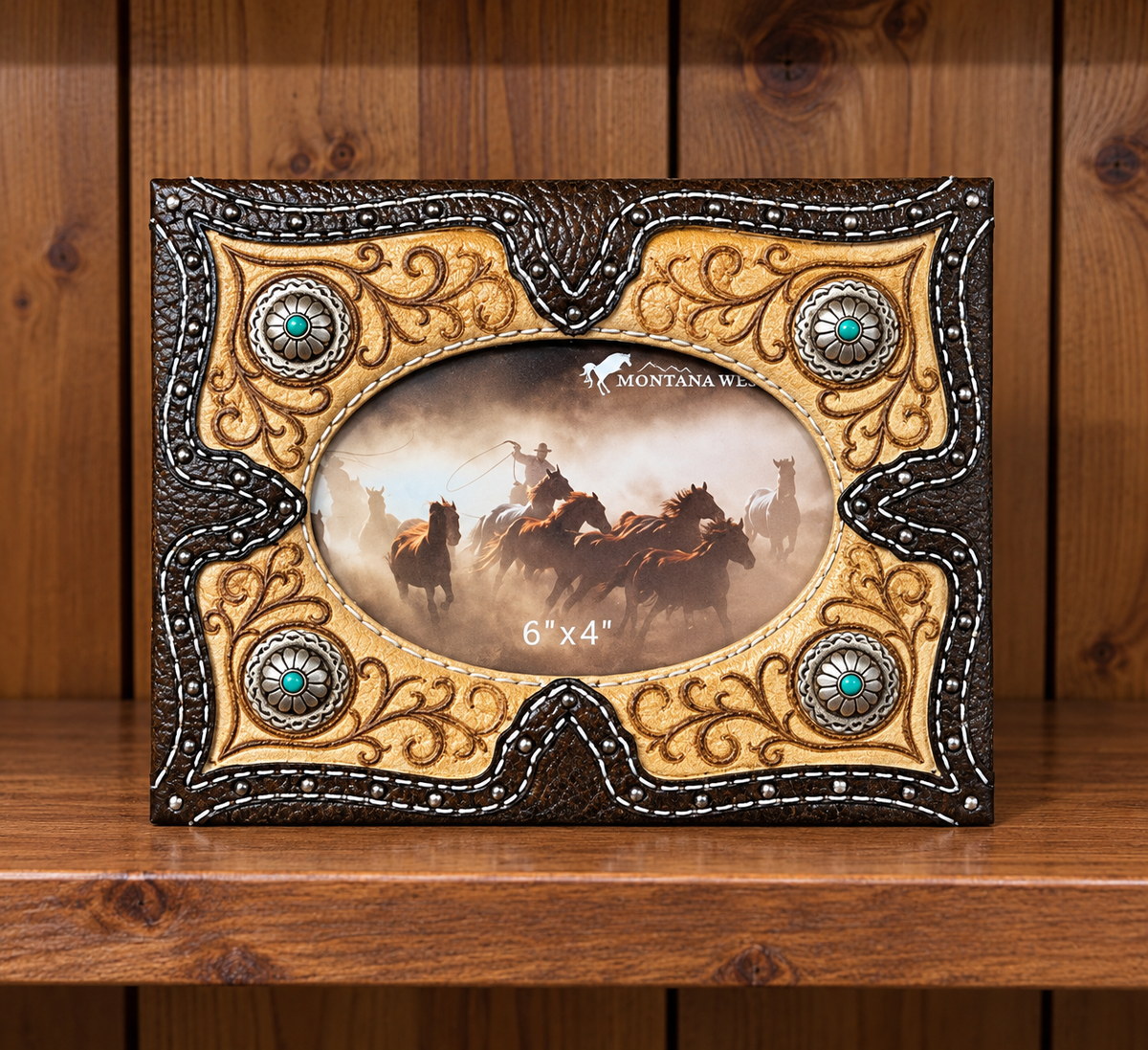 Western Style Picture Frame Holds A 6x4 Picture
