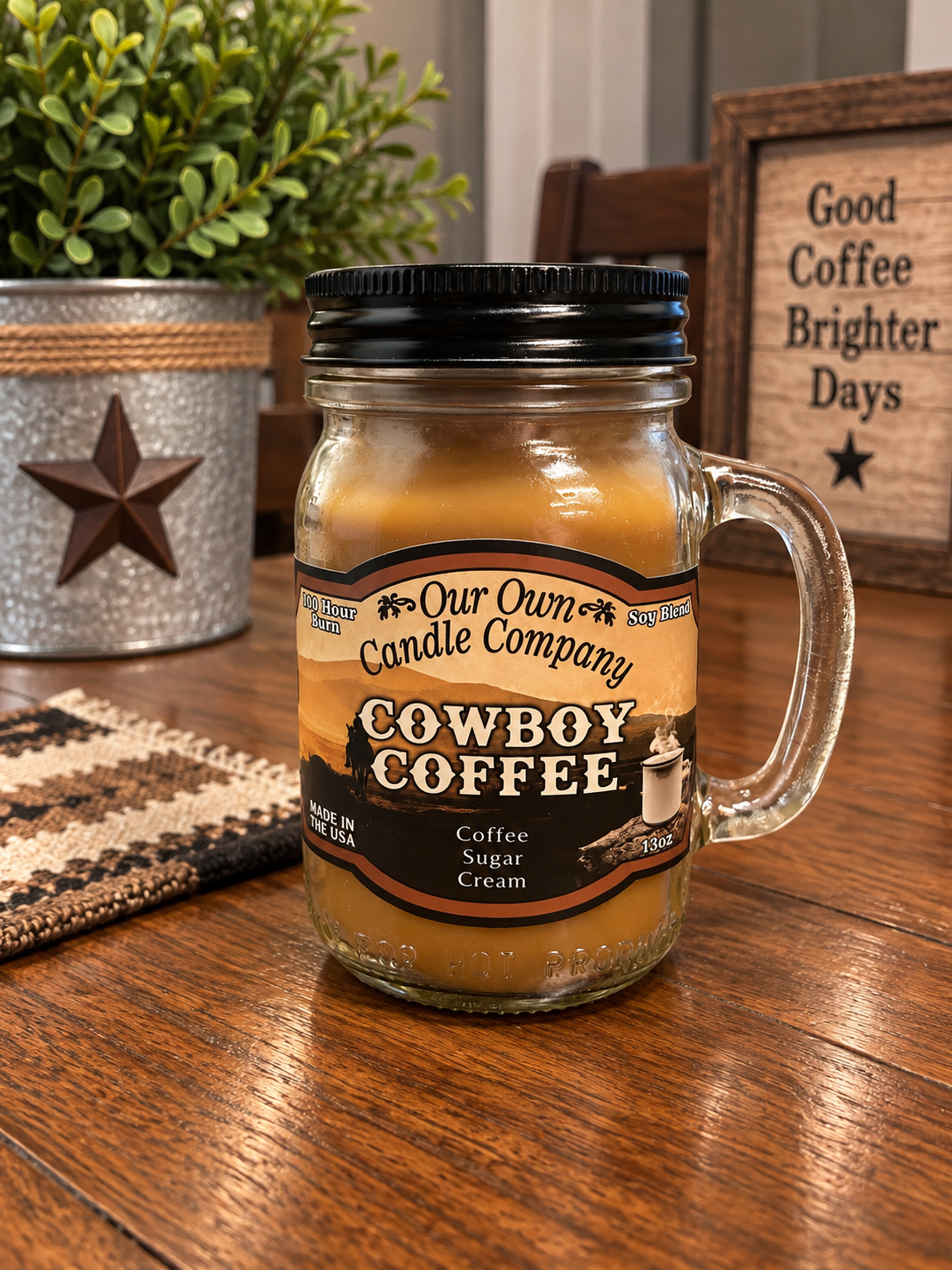 Cowboy Coffee Candle Scent of Coffee, Sugar, Cream
