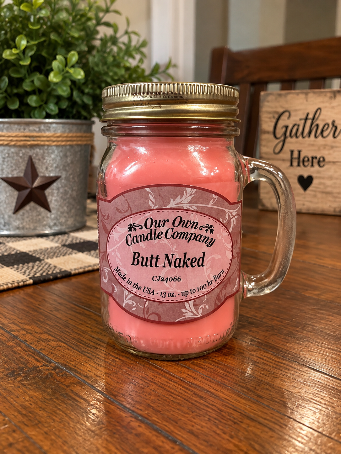Butt Naked Candle. Scent Lavender, Geranium, Cedarwood