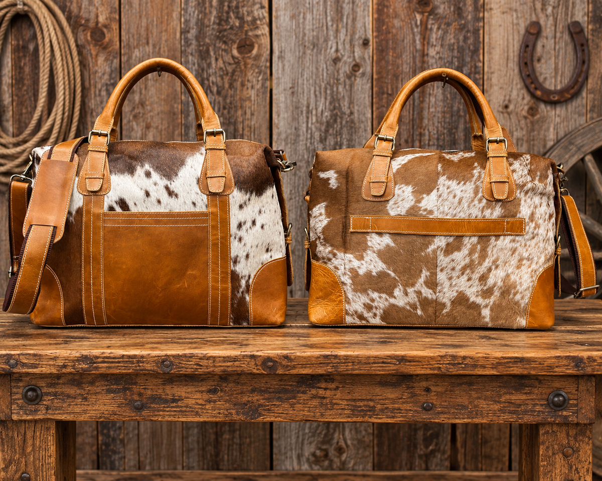 Leather & Cowhide Briefcase 16”L 12”H 6”W