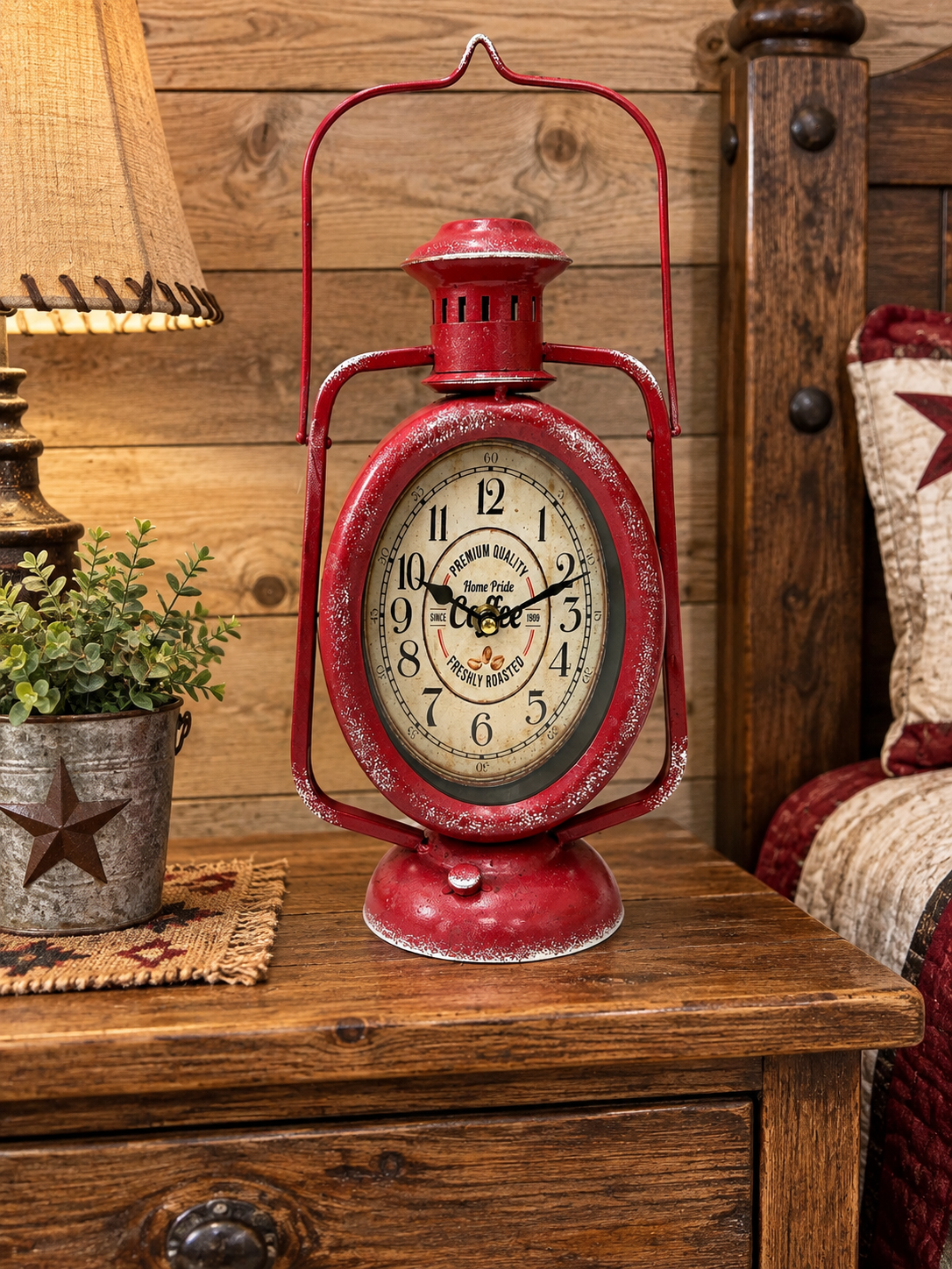 Metal lantern clock battery operated 7" x 4 1/2" x 15"