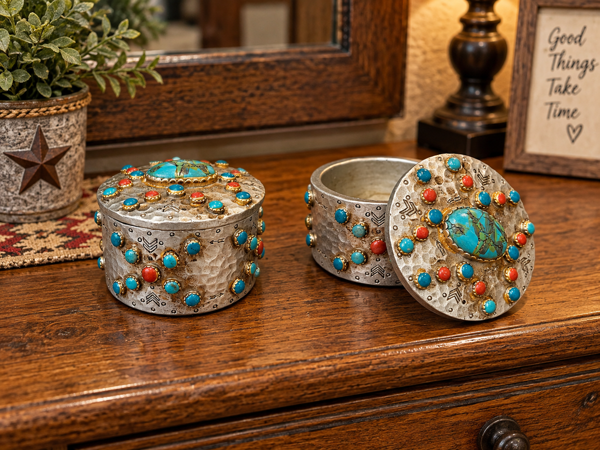 Resin trinket box with faux stone hammered texture 3" x 2 1/2" x 3"