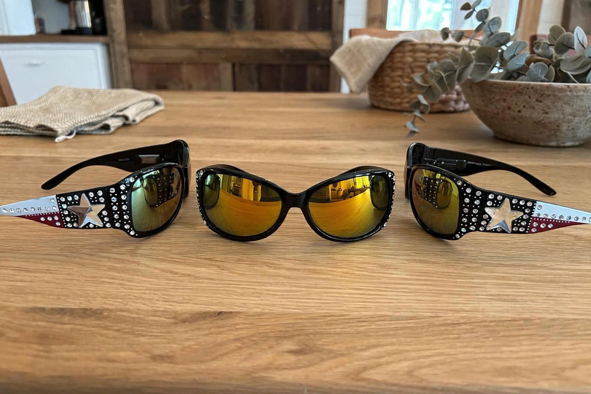 Red White Black with bling star sunglasses