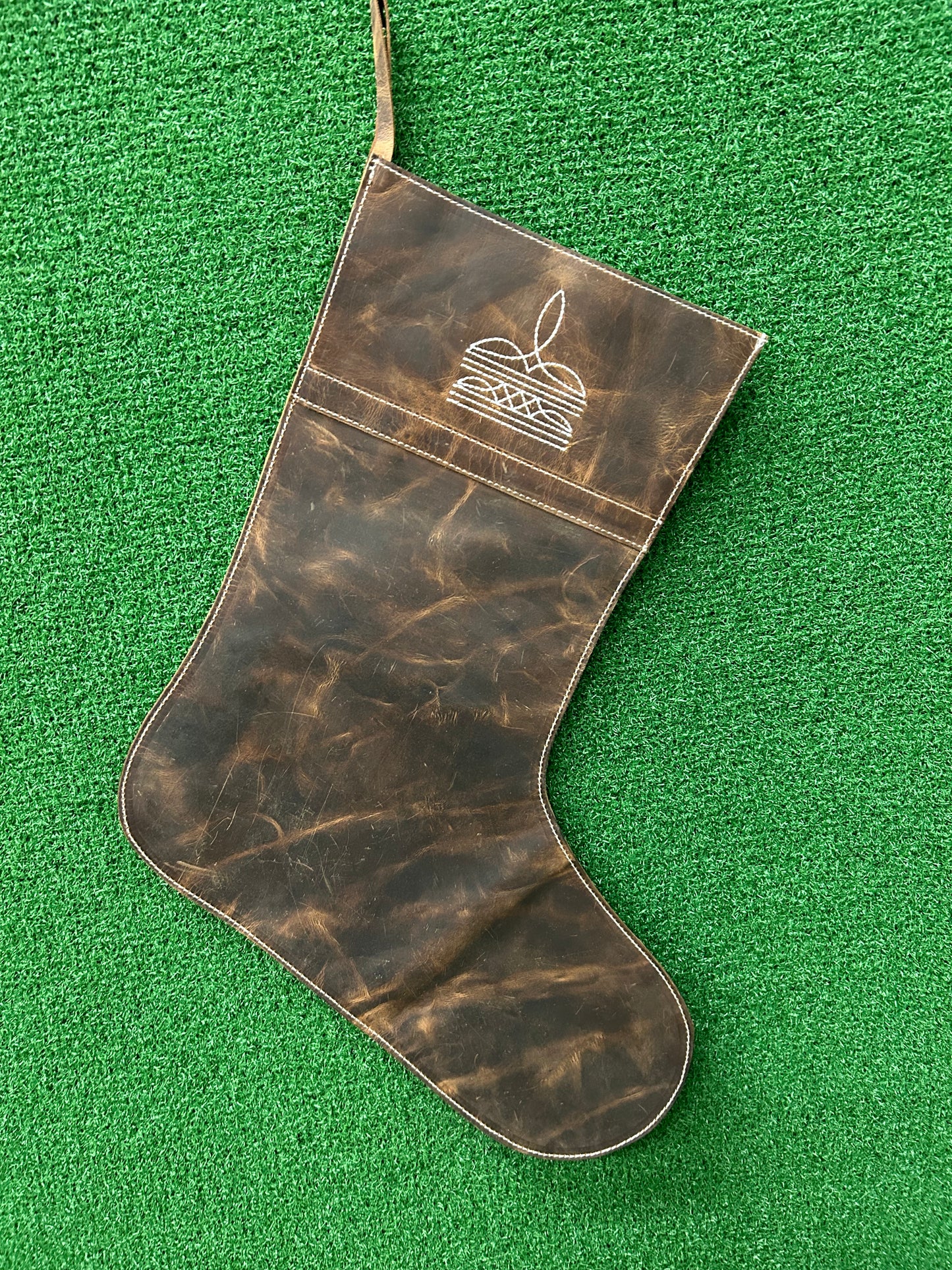 16” Tall 14” Wide All Leather Christmas Stocking