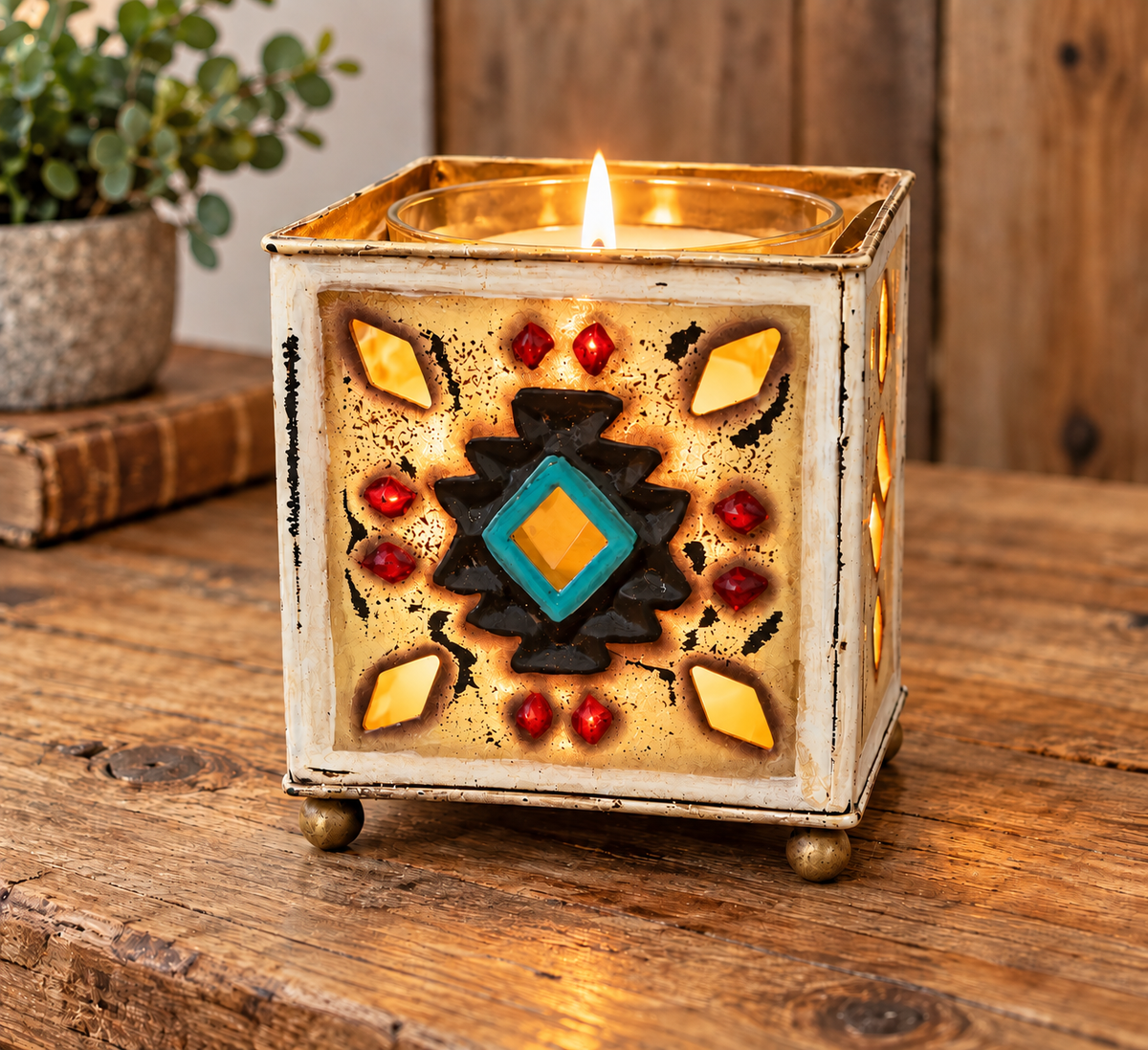 4x4x4 metal candle holder (candle not included)