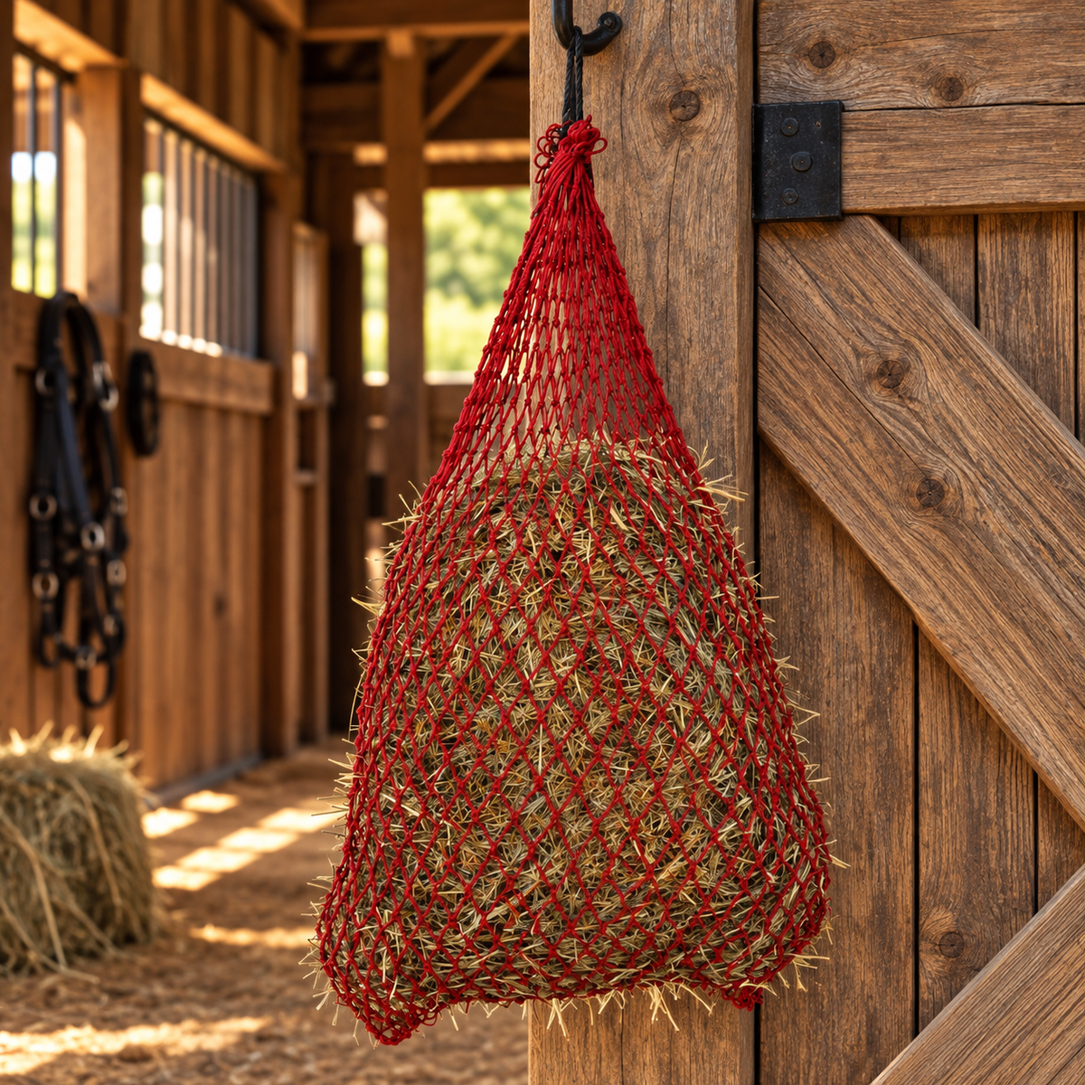 Slow feed hay Net 2x2 holes holds 1/2 bale of hay 45” long