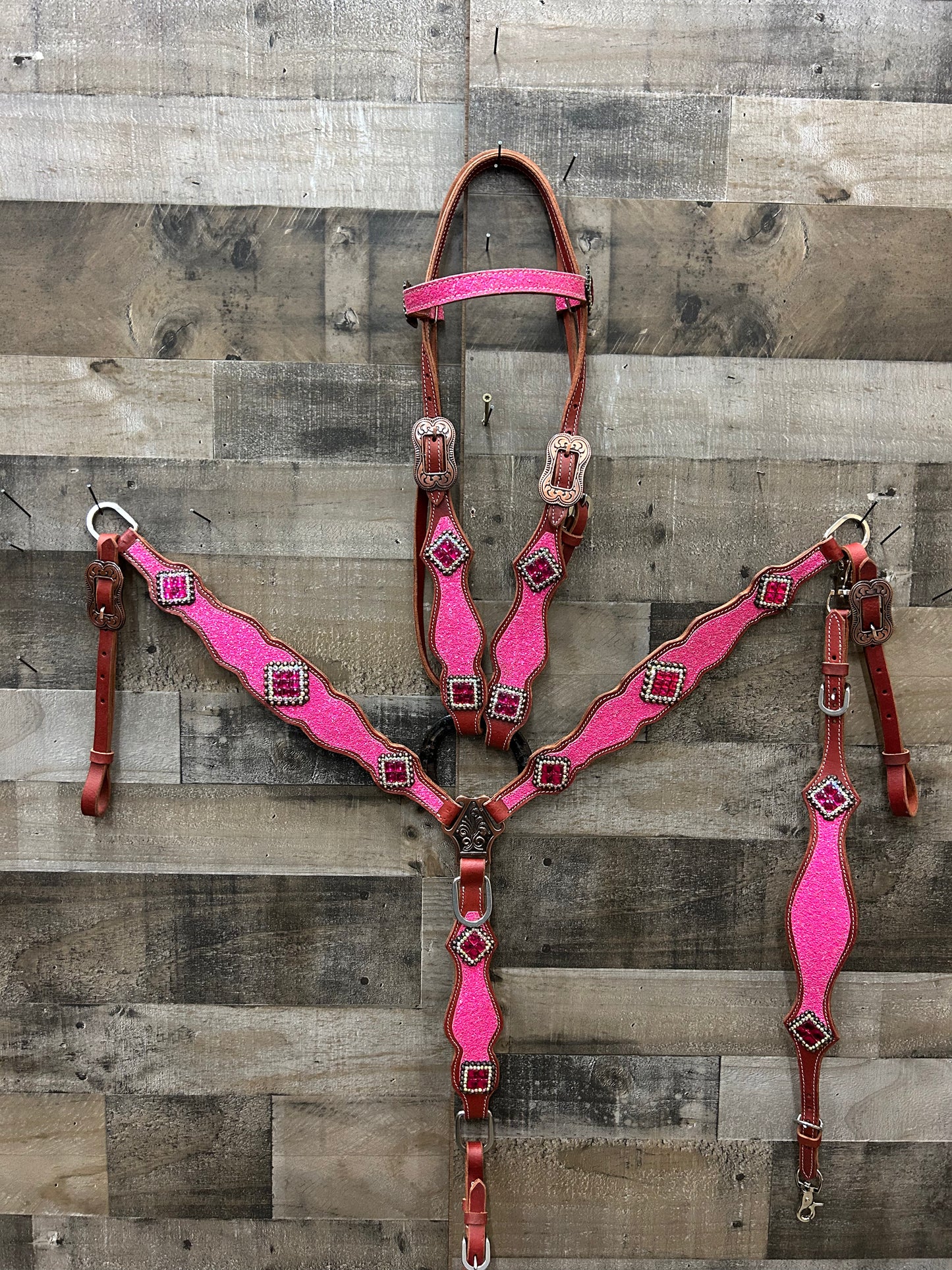 South Point latigo leather Glitter 3 piece set