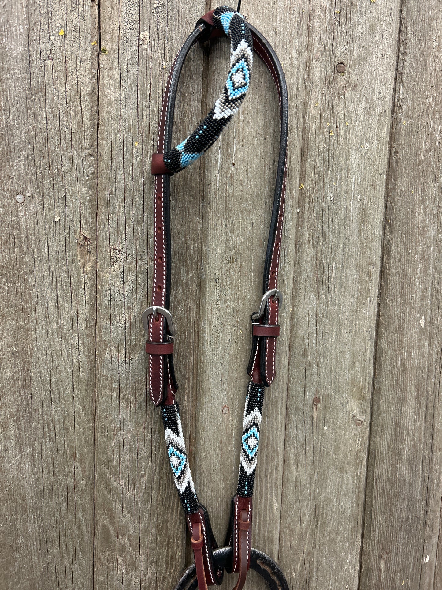 Hot Oiled Beaded Headstall