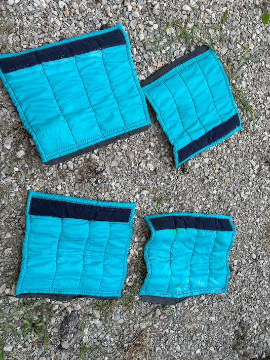 Used Velcro Fleece Leg Wraps Set Of 4