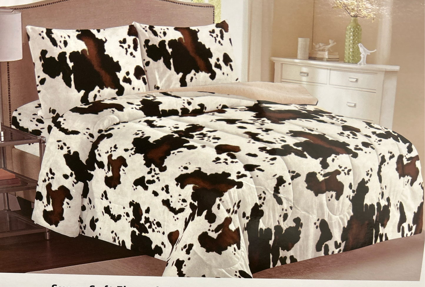 3 Piece Flannel Fleece Queen Bedspread Set