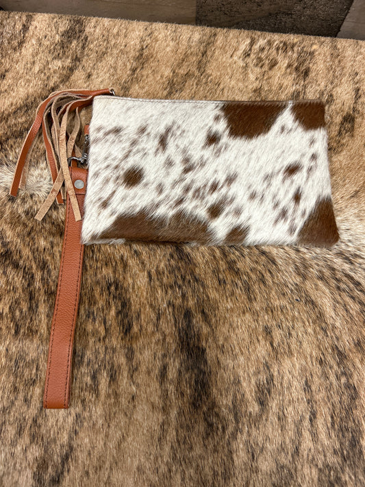 100% Leather With Cowhide 6x9 Wristlet