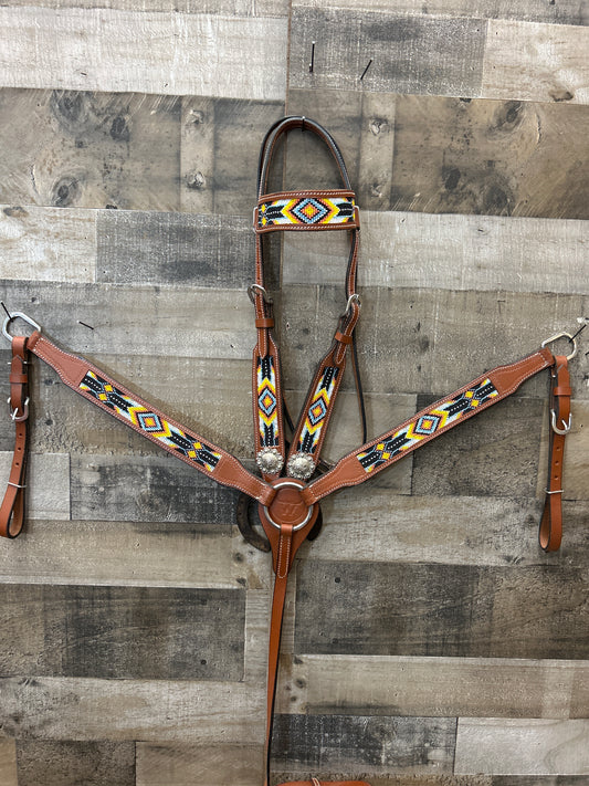 Leather Beaded Tack set