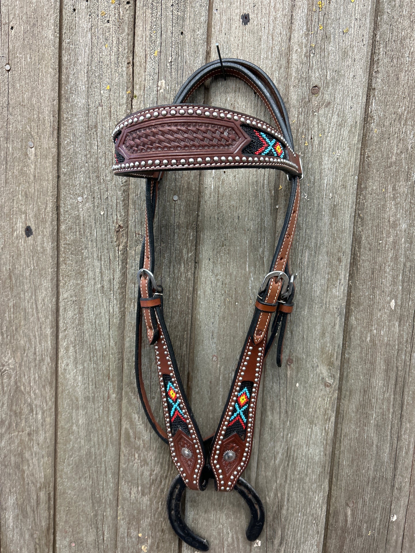 Basket Stamped Beaded Headstall