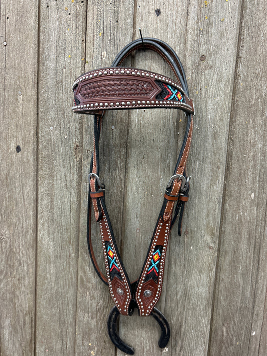 Basket Stamped Beaded Headstall