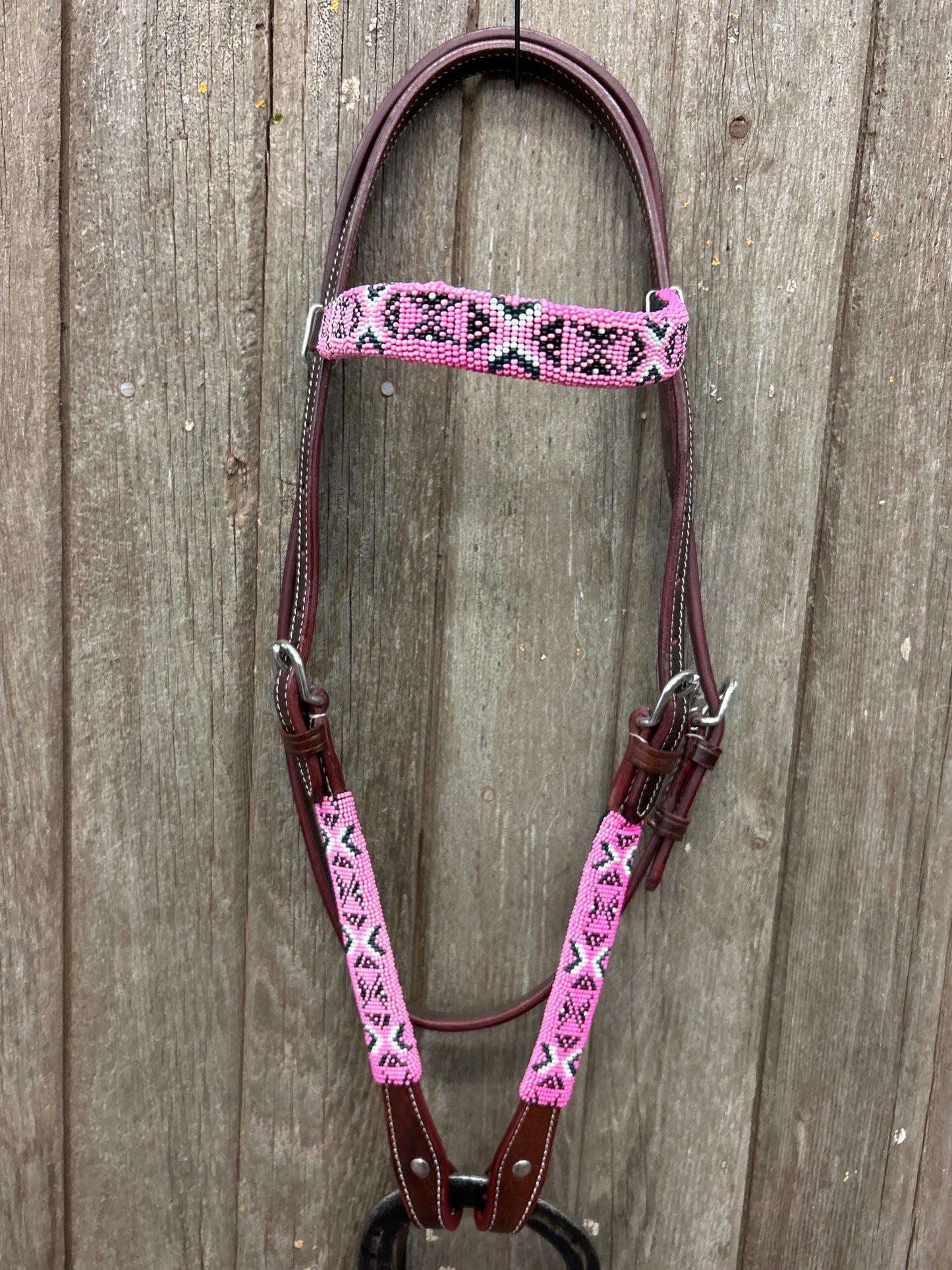 Light Oiled Beaded Headstall