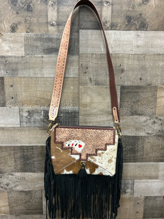 100% Leather With Cowhide Purse 9x12