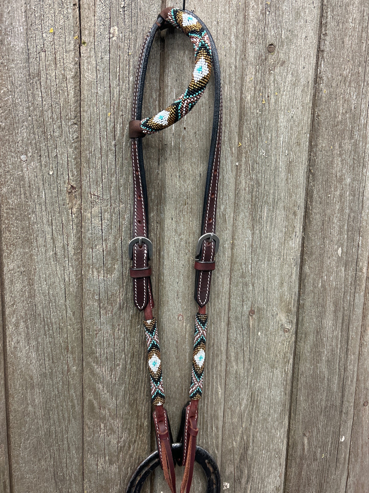 Hot Oiled Beaded Headstall