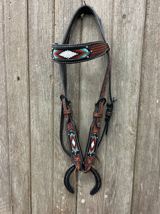 Basket Stamped Beaded Headstall