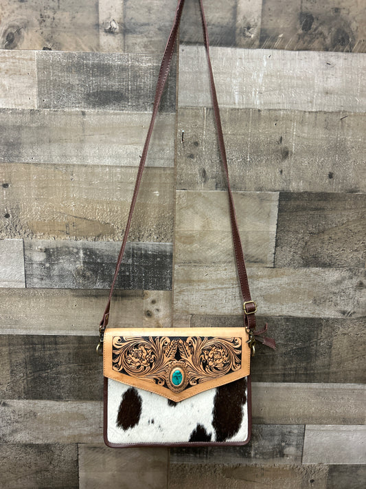 100% Leather With Cowhide Purse 9x11