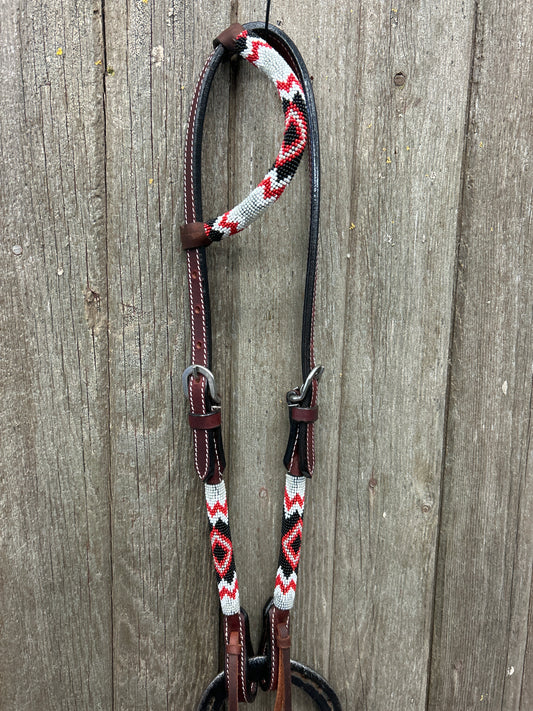 Hot Oiled Beaded Headstall