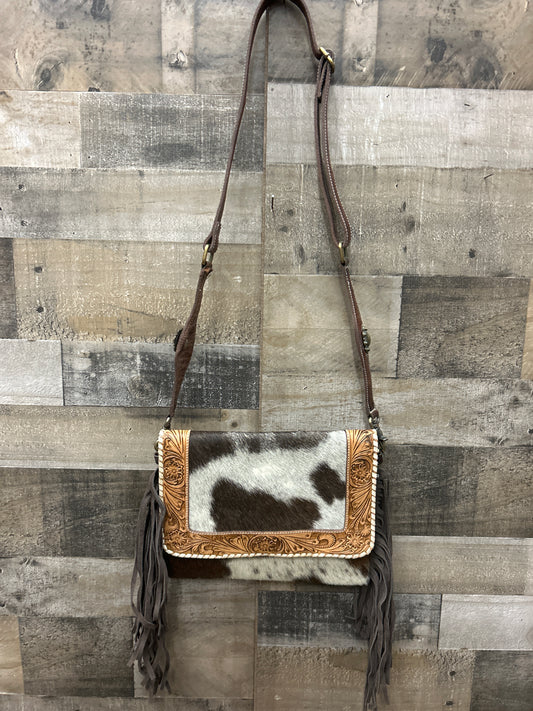 100% Leather With Cowhide Purse 10x12